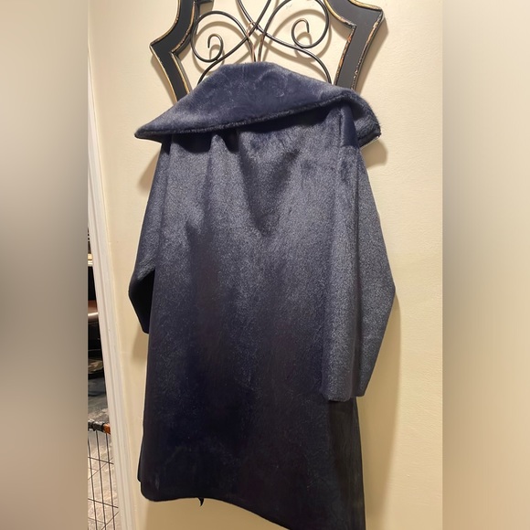 Free People Lana Oversize Faux Fur Coat, Navy Blue - Picture 4 of 5